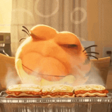 Garfield smelling lasagna
